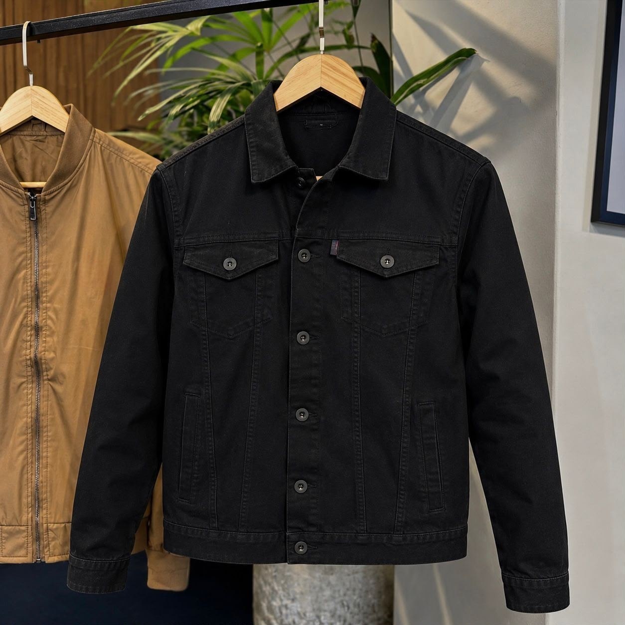 roupas jaqueta jeans sarja preta