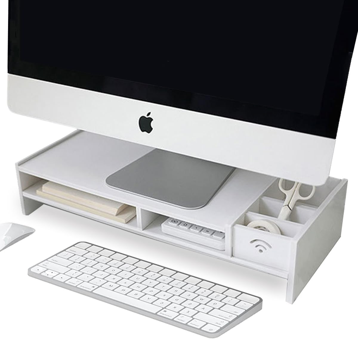 Suporte para Monitor de Computador de Mesa como Organizador de Armazenamento