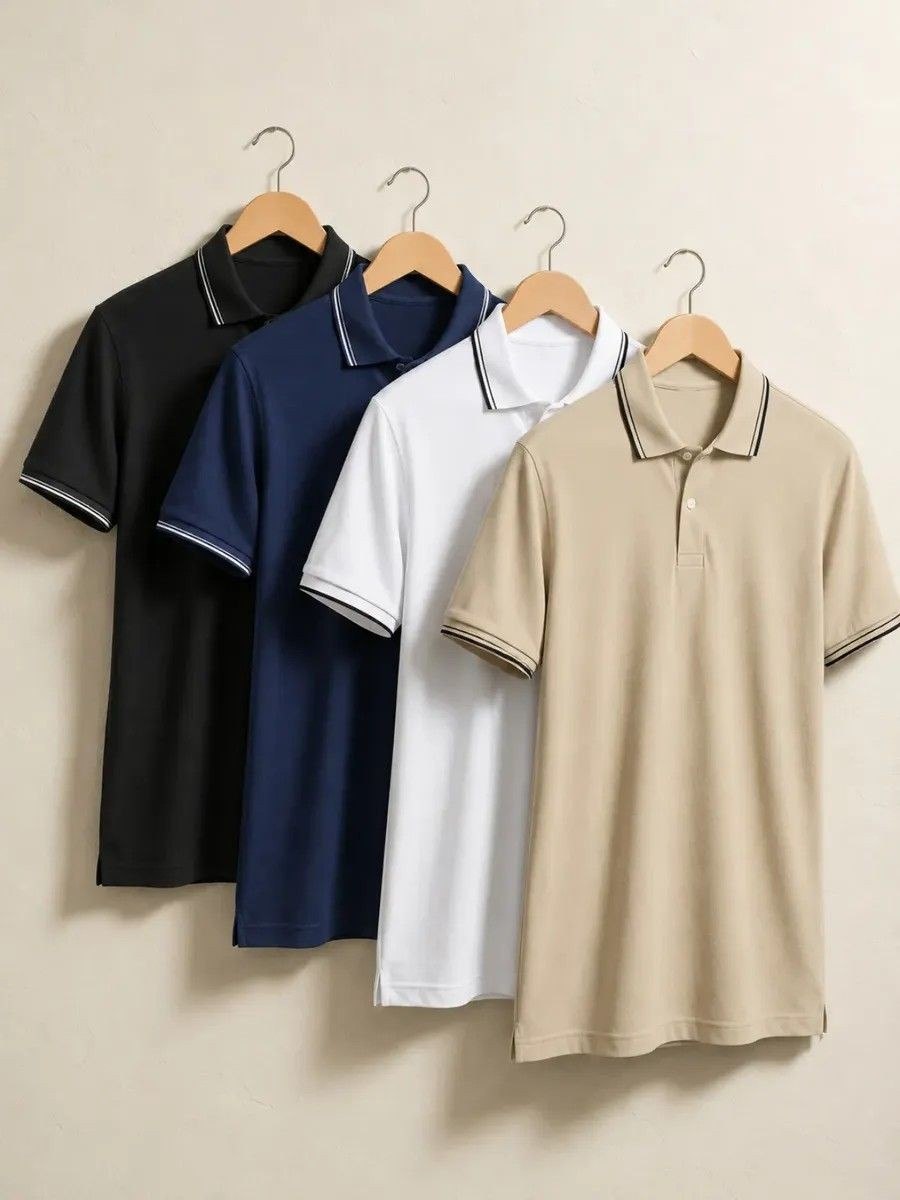 roupas camisa gola polo piquet masculina slim casual algodão