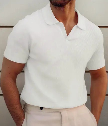 roupas polo sem botao masculina minimalista com tecido texturizado