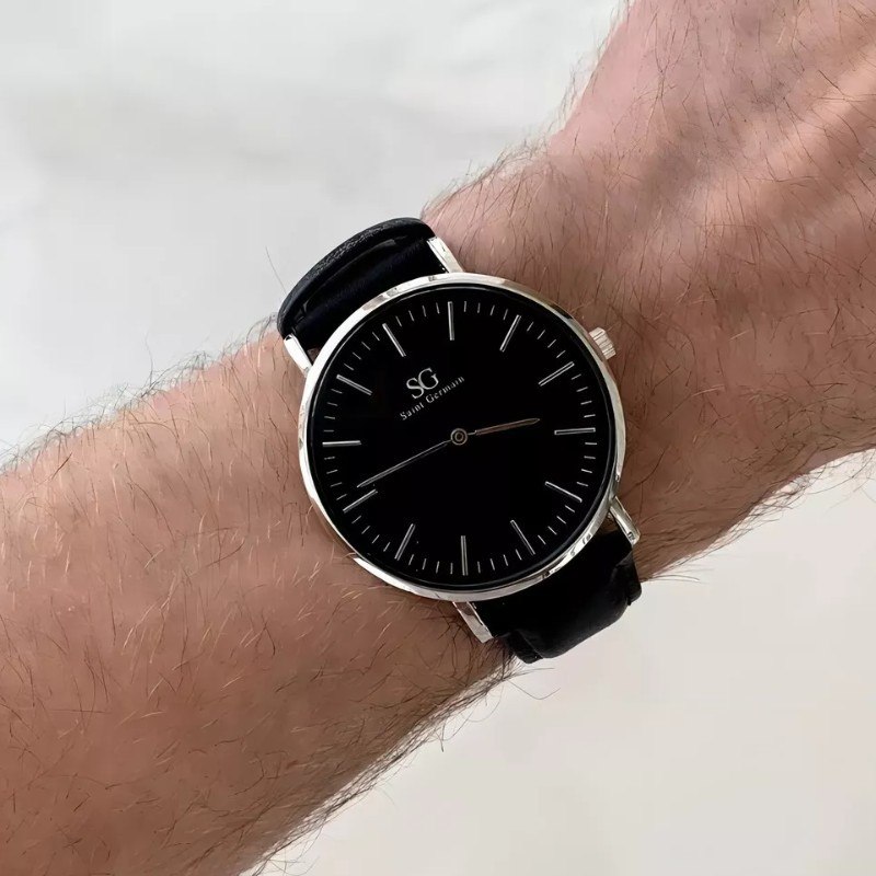 relógios saint germain murray 40mm quartzo preto prateado