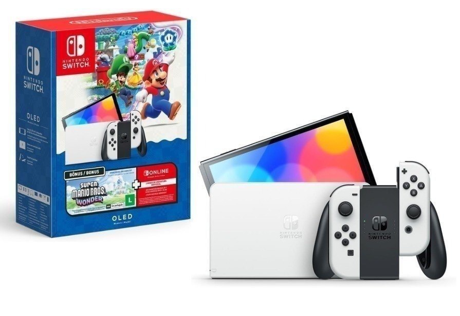 console de videogame nintendo switch oled super mario bros. wonder 3 meses nintendo switch online