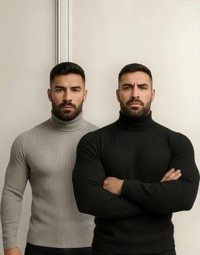 roupas cacharrel blusa masculina gola alta canelado kit 2