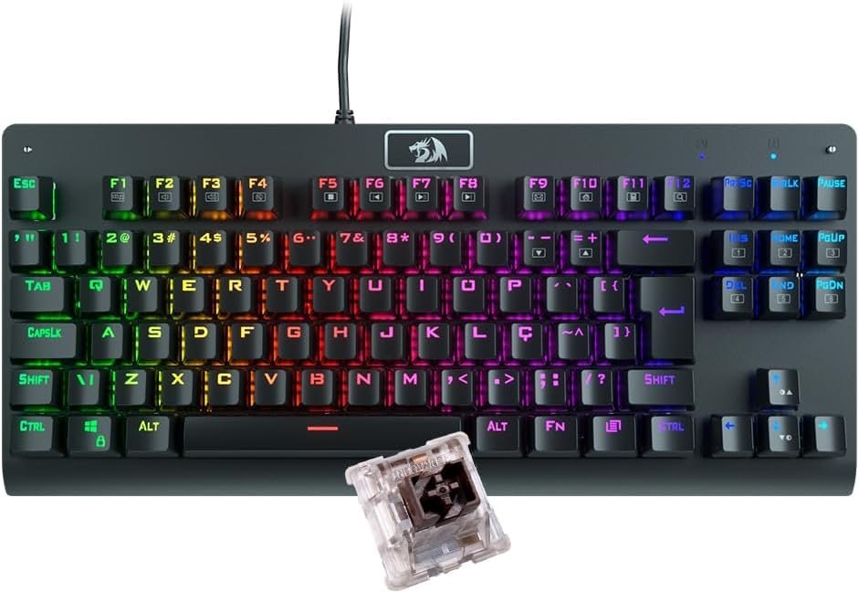 teclado redragon dark avenger k568-2 rgb switch brown com fio