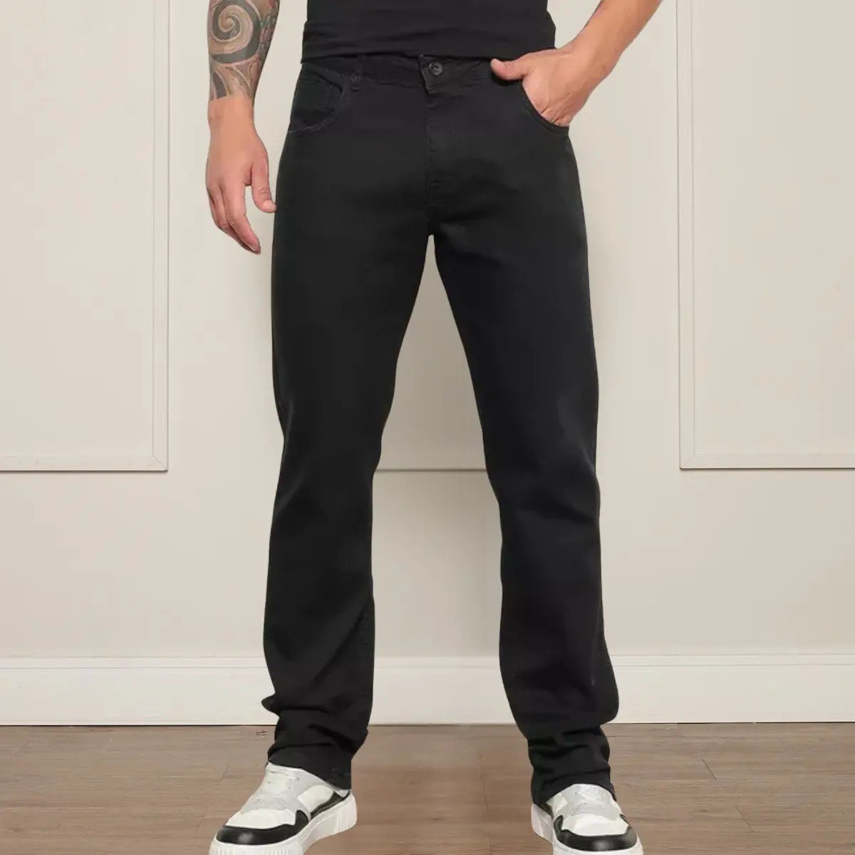 roupas calça jeans preta masculina tradicional lycra 38 a 54