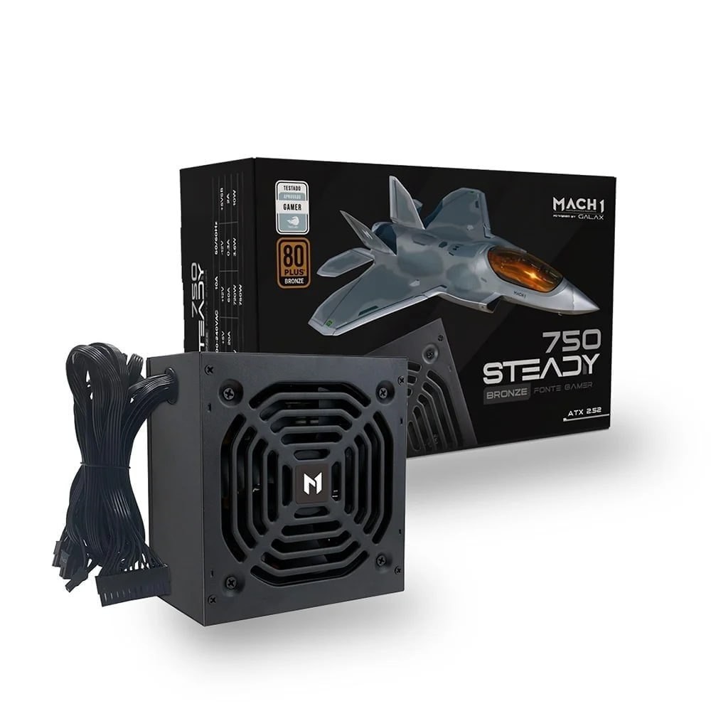 fontes de alimentação mach1 steady 750w 80 plus bronze pfc ativo