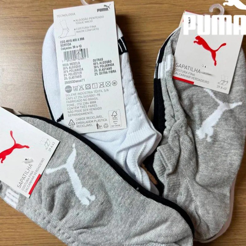 roupas puma meias sapatilha soquete invisível kit 9 pares