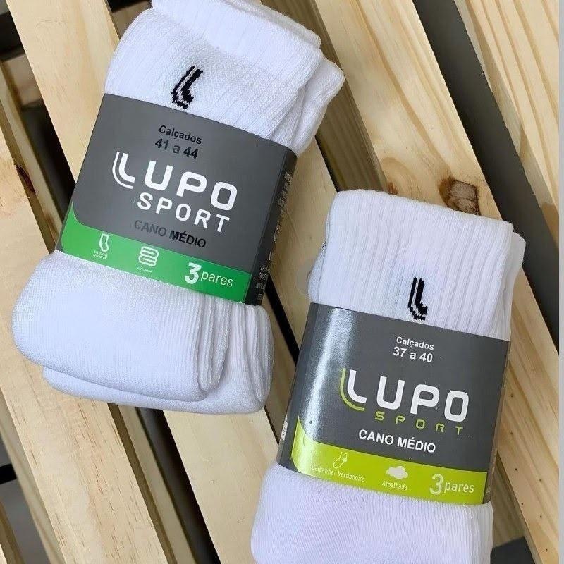 roupas lupo kit de 6 pares de meias cano médio algodão
