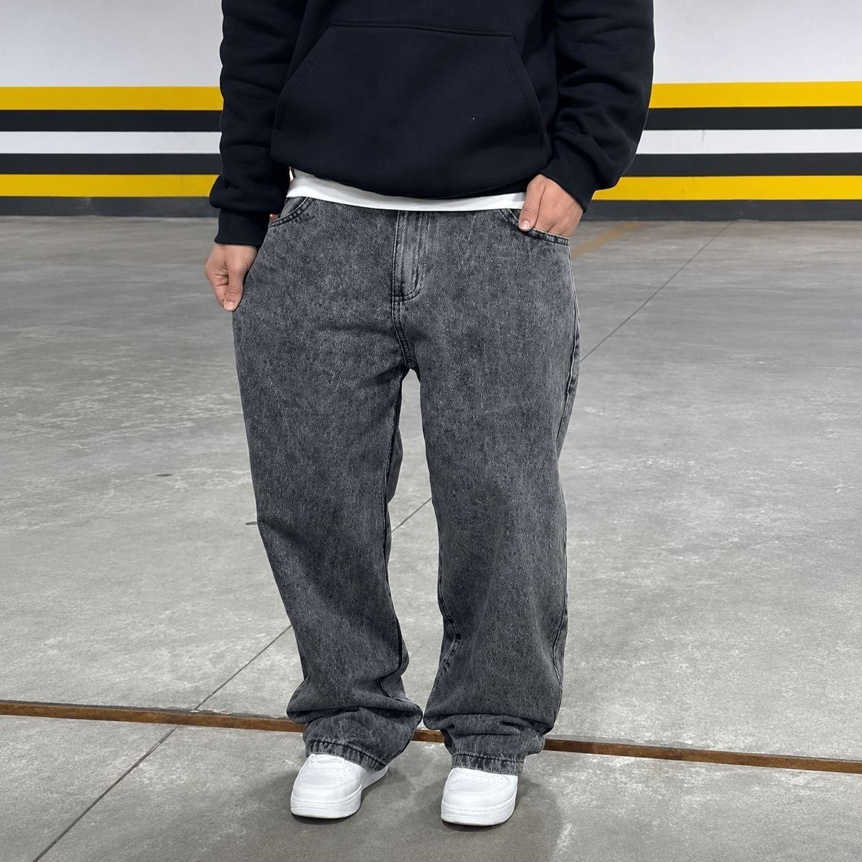 roupas pramoda calça balão jeans masculina marmorizada streetwear larga bag