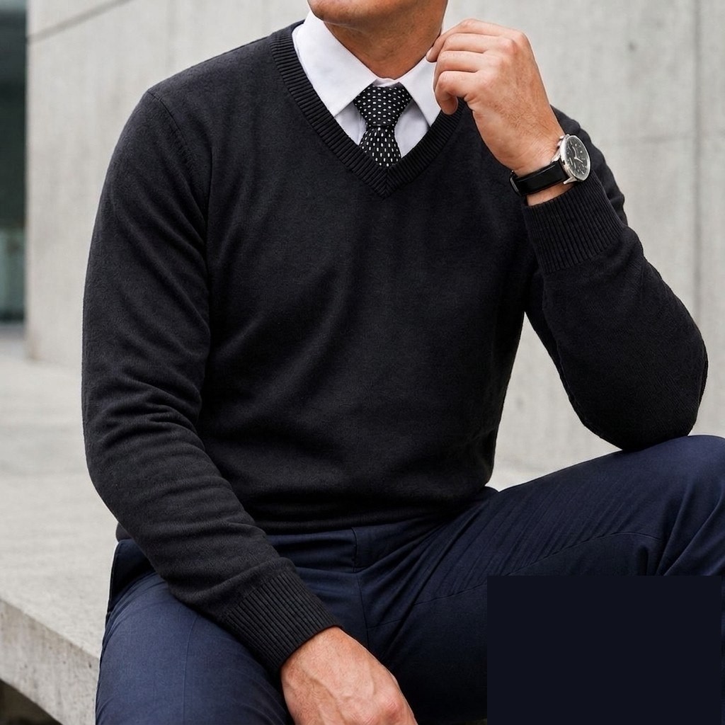 Suéter Masculino Inverno Blusa Gola V Social Casual Tricot