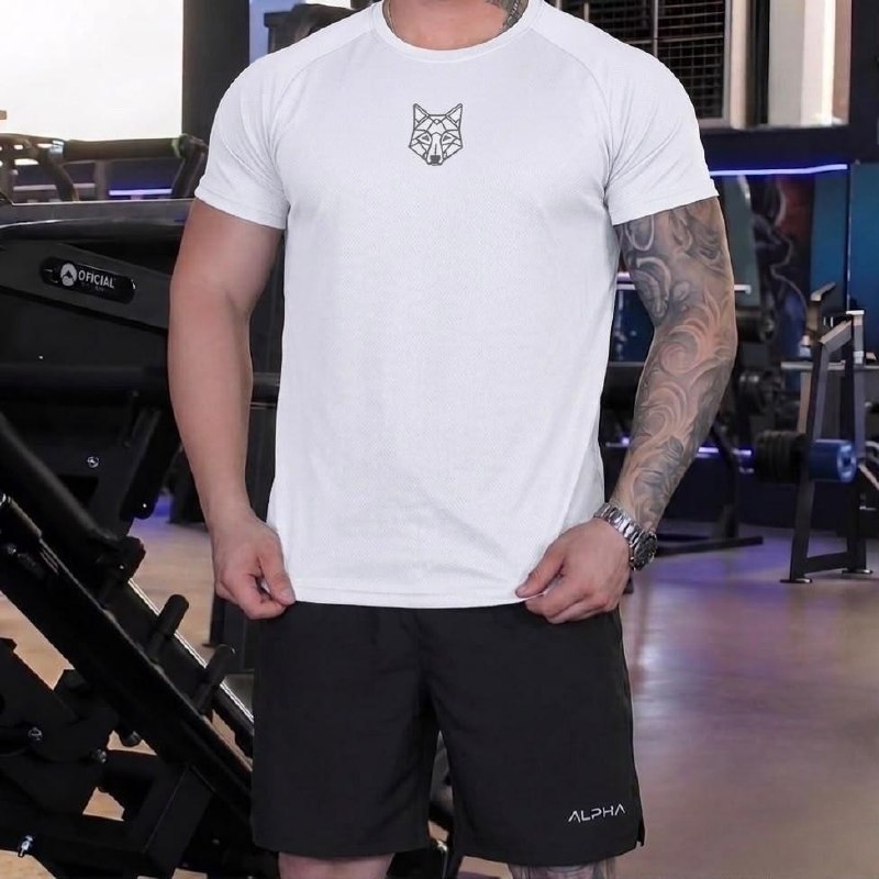 roupas alpha kit bermuda camiseta lobo dry fitness