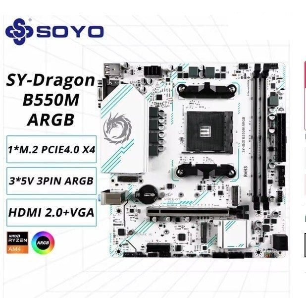Placa Mãe B550m Soyo Eternal Dragon Argb Pci 4.0
