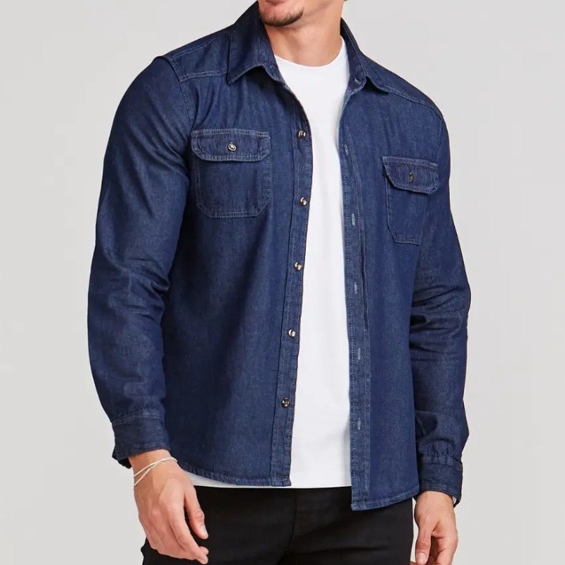 roupas daze modas camisa social masculina jeans manga longa long fit slim luxo