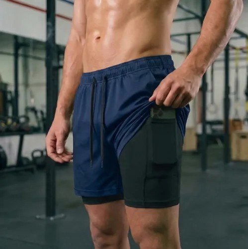 roupas shorts 2 em 1 duplo bolso para academia treino corrida kit 3