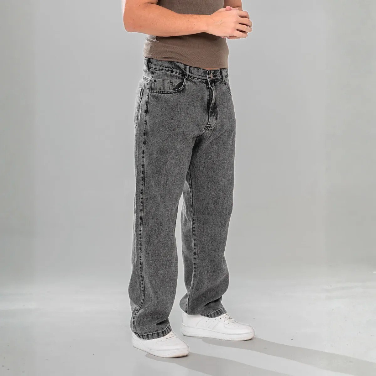 calça jeans masculina marmorizada streetwear larga bag