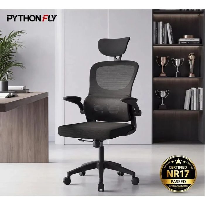 Cadeira Escritório Ergonômica Giratória com Apoio Lombar Python Fly Nr17