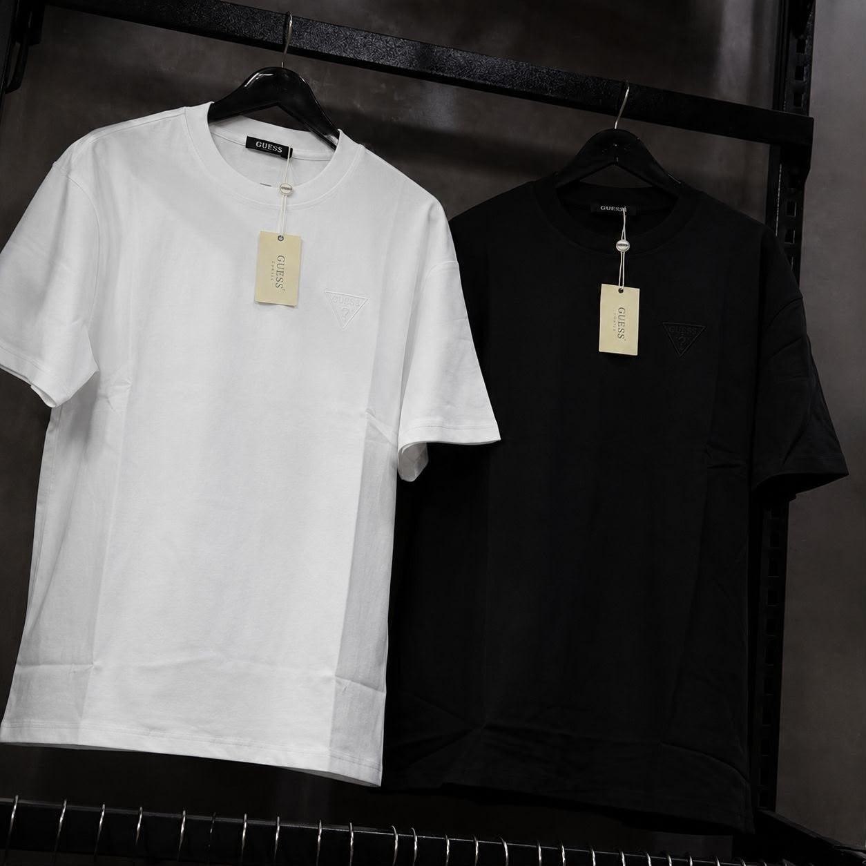 roupas guess kit camisetas masculina bordado peito preta/branca