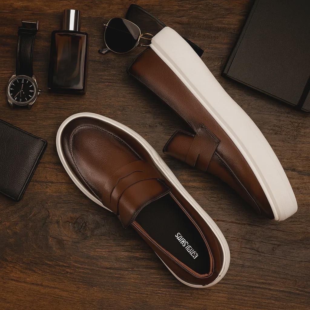 roupas loafer masculino mocassim couro casual comfort luxo
