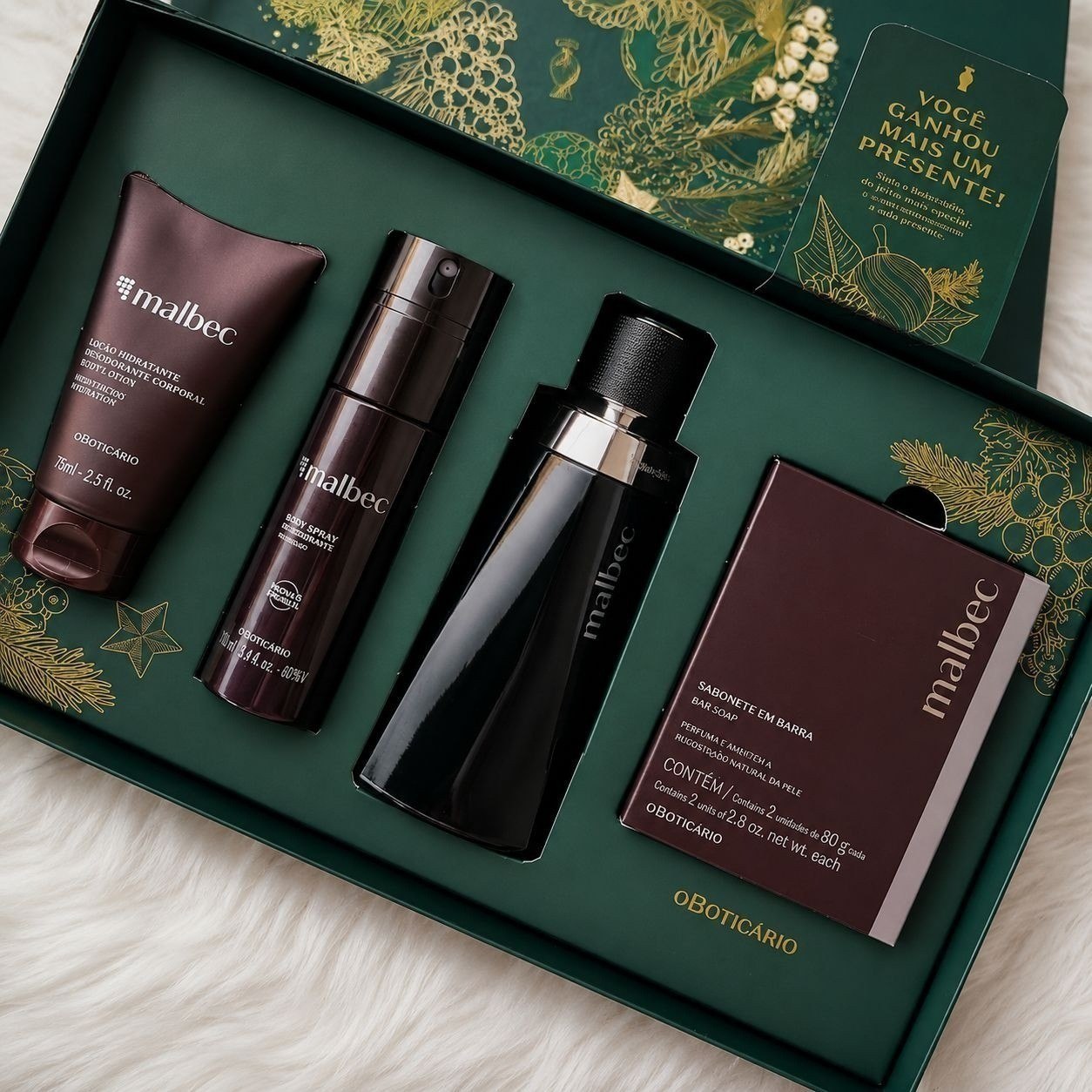 perfumes o boticário malbec kit presente premium 4 itens