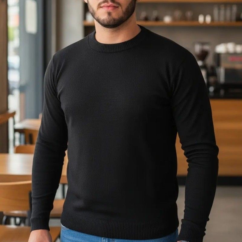 Blusa De Frio Suéter Masculino Lã Tricot Malha Grossa Casual