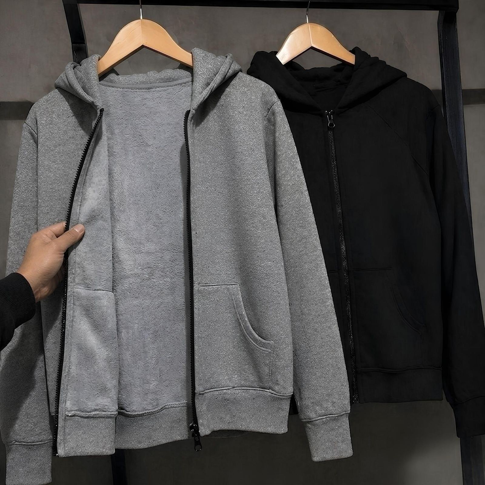 Kit 2 Moletons Com Capuz & Com Zíper, Casaco De Frio Inverno