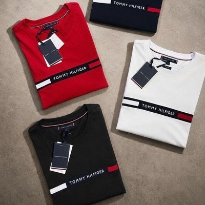 roupas tommy hilfiger chest insert branca/preta 2un