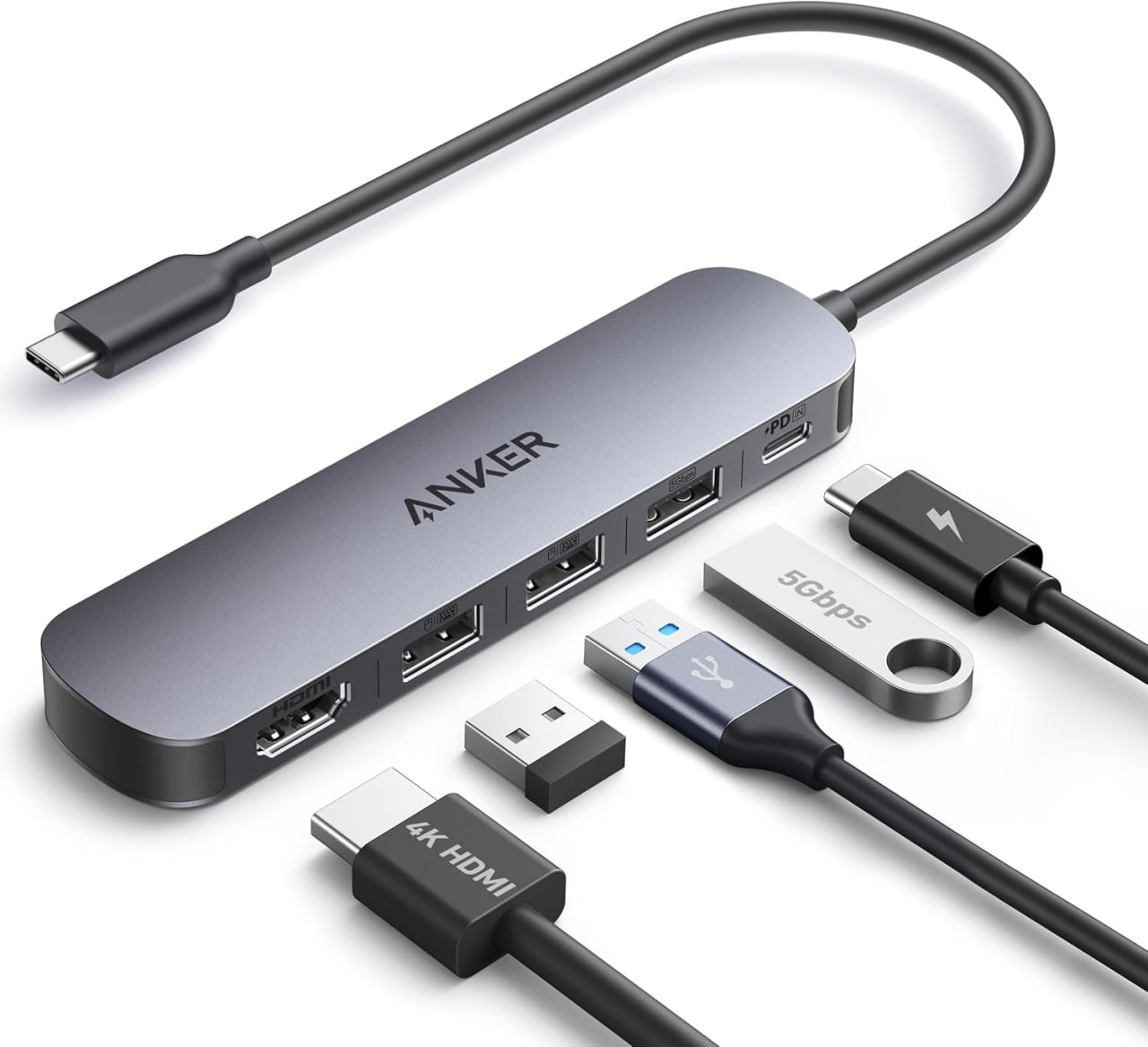 acessorios usb-c anker hub usb-c 5 em 1 hdmi 4k@30hz pd 100w