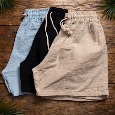 roupas shorts masculino linho kit 3 bermuda linho