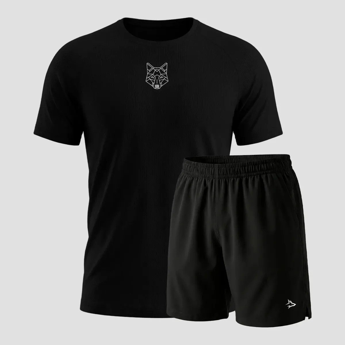 roupas alpha kit bermuda lobo+camiseta lobo dry fitness