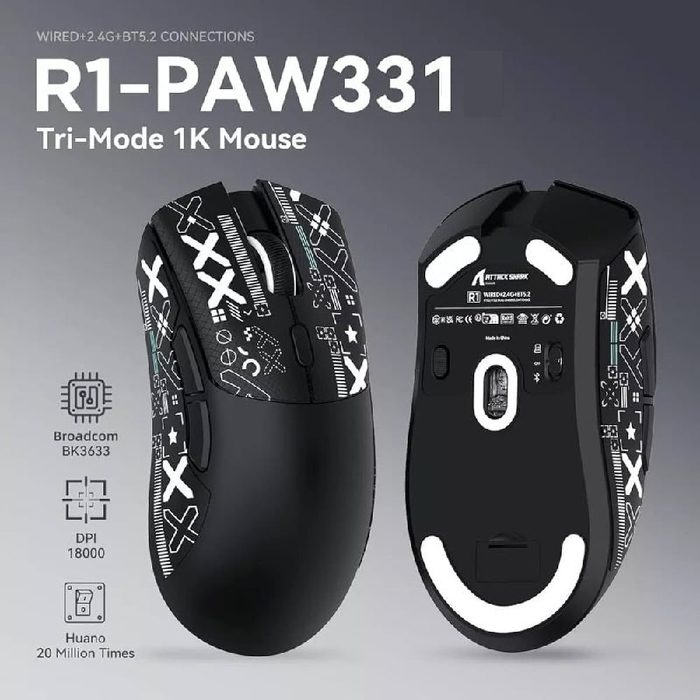 Mouse Sem Fio Attack Shark R1, Sensor Paw3311