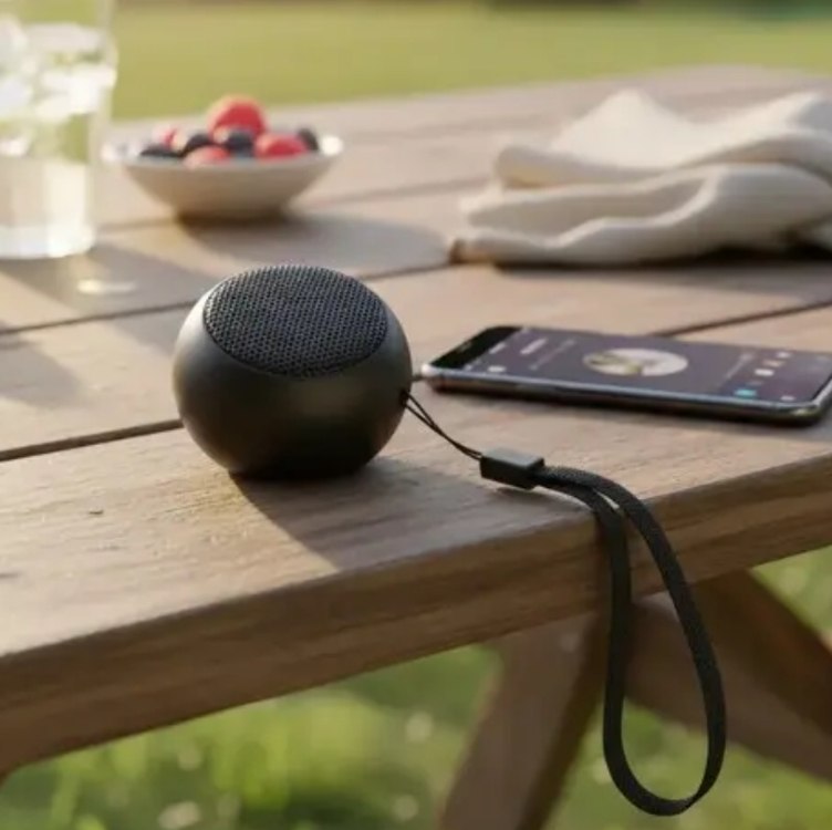 Caixinha de Som Bluetooth TWS Metal Redonda Mini Speaker 3W