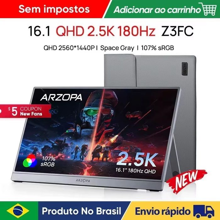 Monitor Portátil Arzopa 16.1' 2.5K 180hz