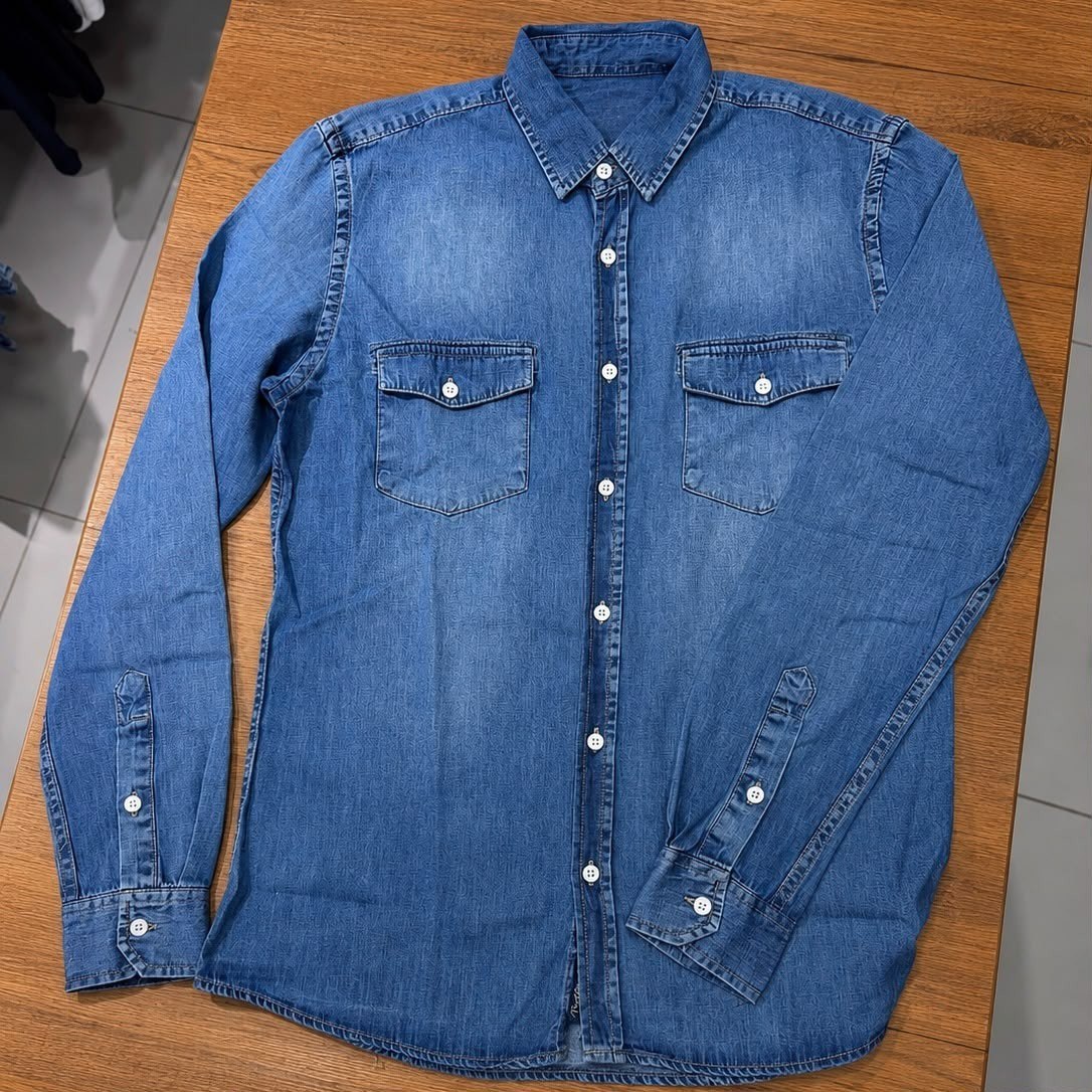 roupas camisa jeans slim manga longa masculina