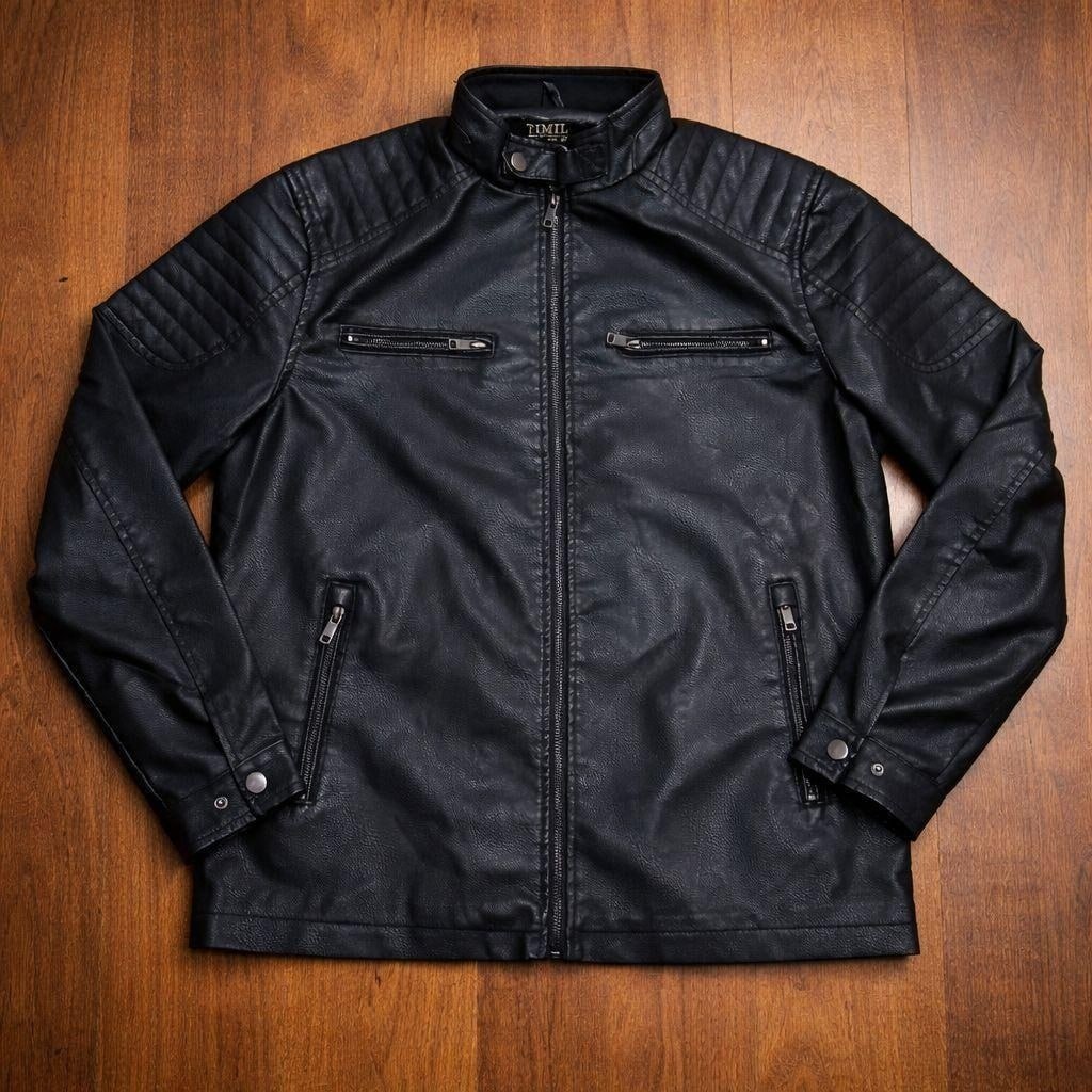 roupas jaqueta de couro masculina slim