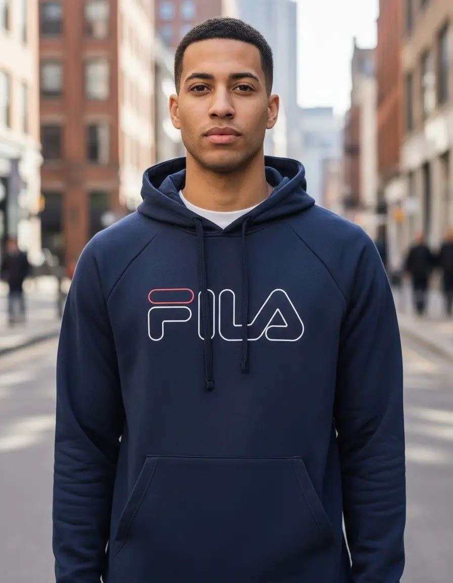 roupas fila moletom masculino com capuz letter outline