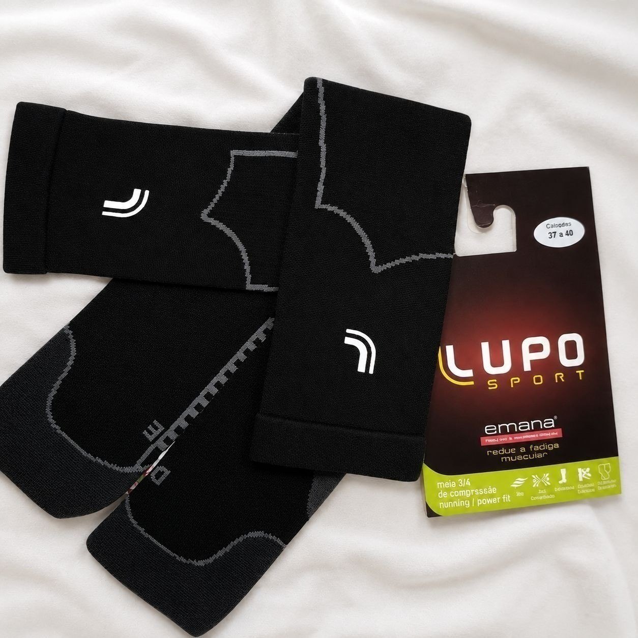 roupas lupo meia 3/4 alta compressão circulação cano longo