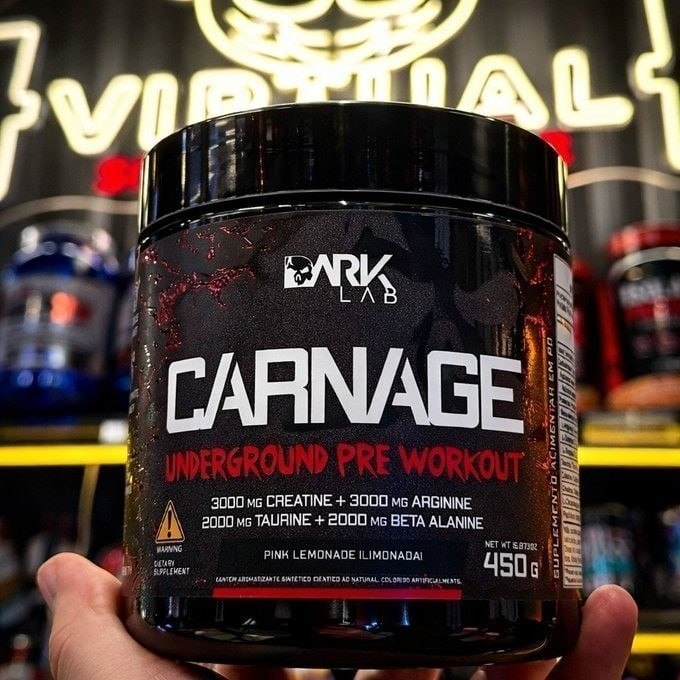 suplementos dark lab pre treino carnage 450g com creatina