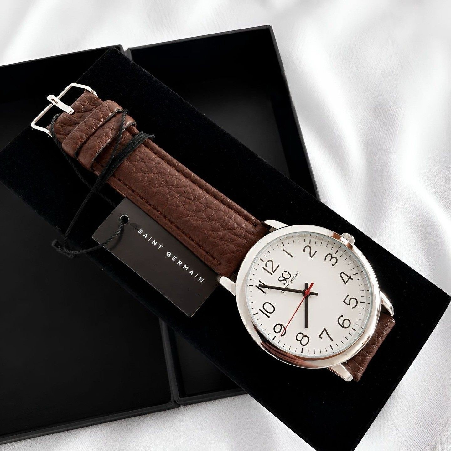 relógios chrowl saint germain 40mm bracelete de couro marrom
