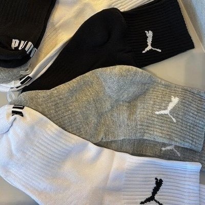 6 Pares Meias Puma Cano Médio Alto Atoalhada Academia Sport