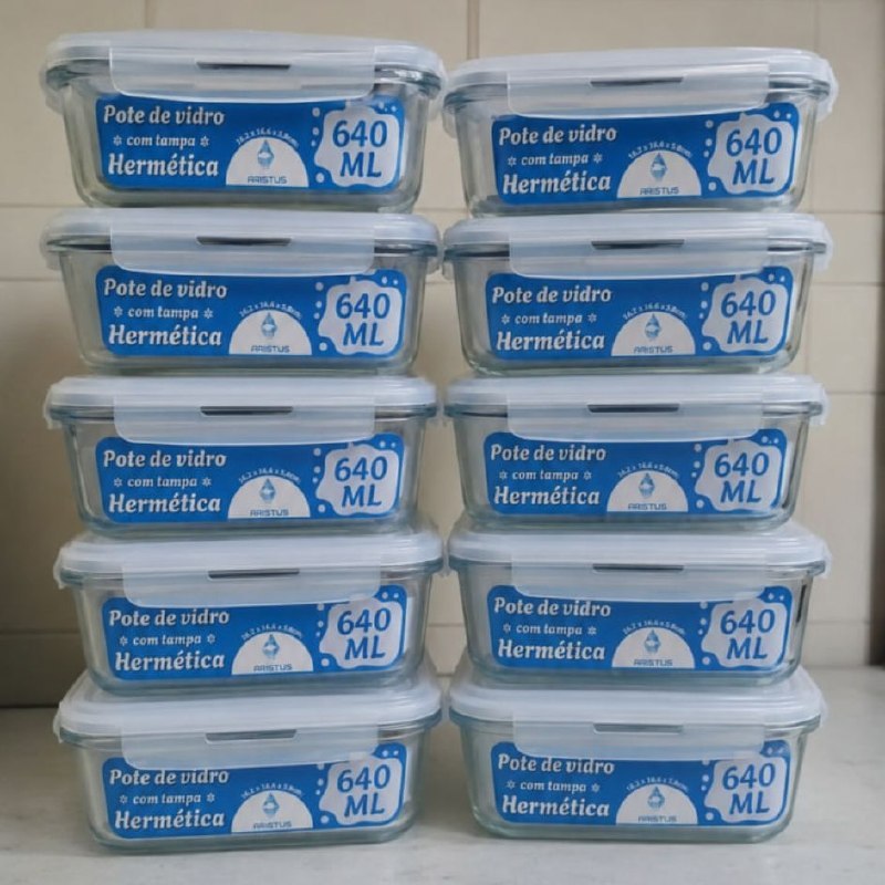 cozinha aristus kit potes vidro hermético 640ml 10
