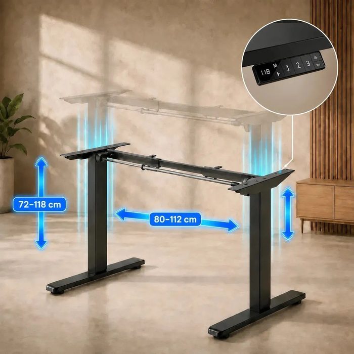 Estrutura De Mesa Elétrica Ergonômica Ajustável C/ Regulagem Altura Estável Cor Preta LuvinCo