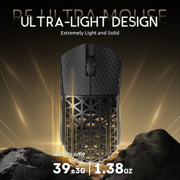 R5Ultra Mouse para jogos sem fio 8K com 42.000 DPI - Sensor PAW3950 MAX
