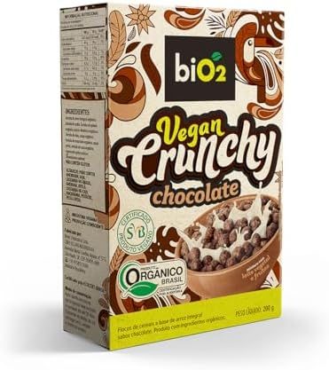 Cereal Matinal Orgânico biO2 Vegan Crunchy Chocolate 200 g Vegano e sem Glúten