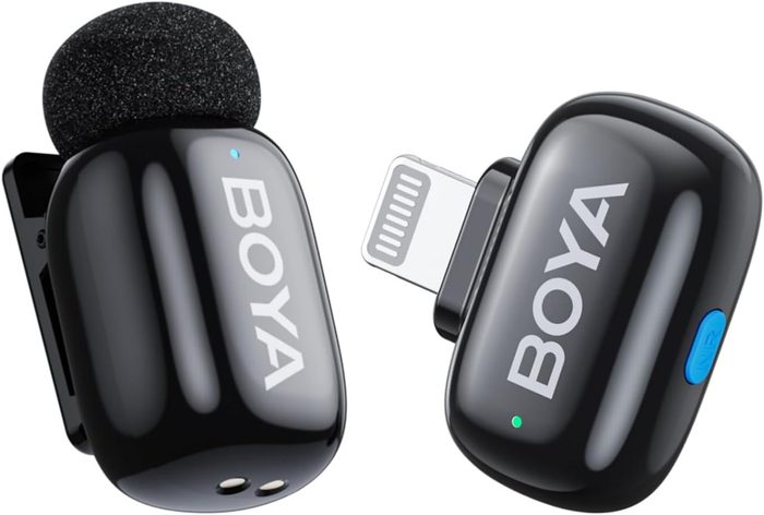 Boya Mini microfone de lapela sem fio para iPhone/iPad, plugue Lightning certificado Mfi