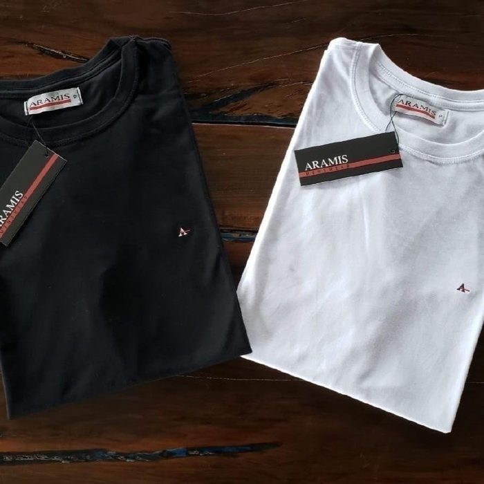 Kit Camisetas Aramis Basic Lisa Preta/branca Preto/branco M/m
