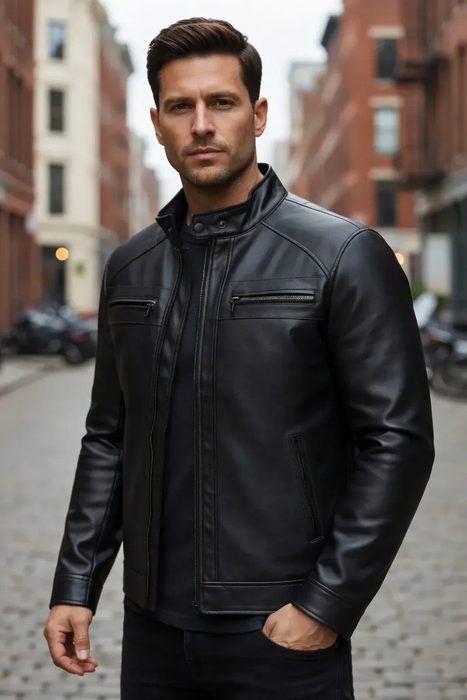 Jaqueta De Couro Masculino Slim Resistente