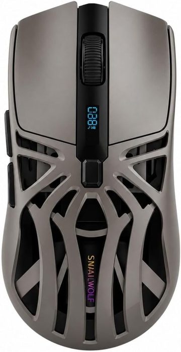 Mouse Gamer Rs8 Sem Fio 10.000 Dpi Cinza Recarregável Rgb Recarregável Bluetooth 2.4G e Fio
