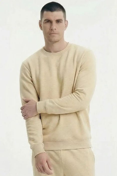 Moletom Masculino Leve Gola Careca Polo Wear Bege Médio G Bege Medio