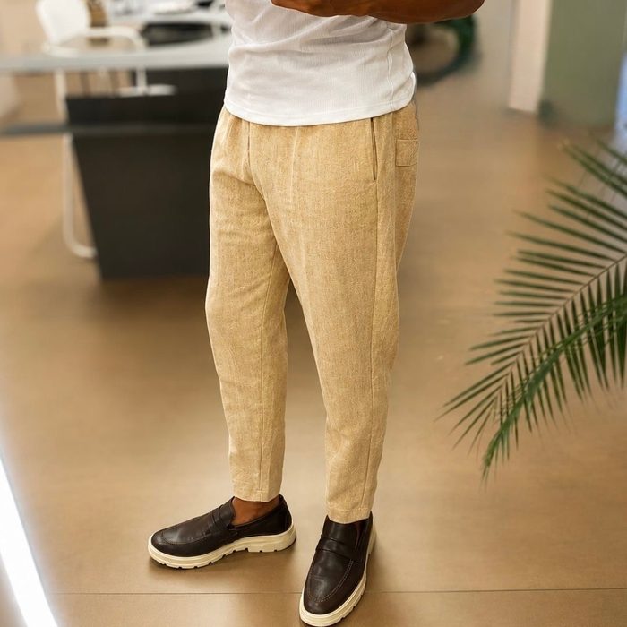 Calça Linho Masculino Social Casual C/bolsos Tecido Premium