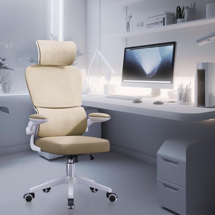 Cadeira de escritório, design ergonômico com suporte lombar independente